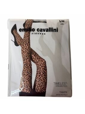 Emilio Cavallini Leopard Print Tights Small Medium